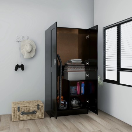 vidaXL Armario de madera contrachapada negro 82,5x51,5x180 cm