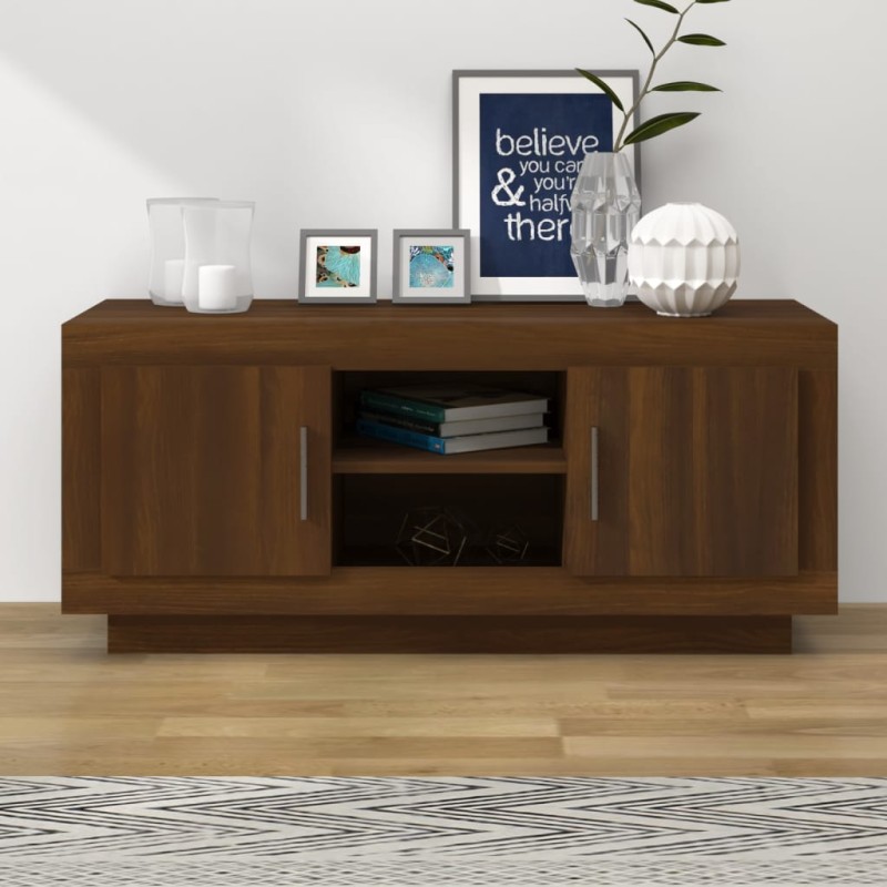 vidaXL Mueble para TV madera contrachapada roble marrón 102x35x45 cm