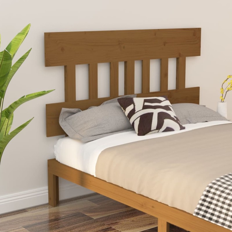 vidaXL Cabecero de cama madera maciza pino marrón miel 123,5x3x81 cm vidaXL Cabecero de cama madera maciza pino marrón miel 123,5x3x81 cm