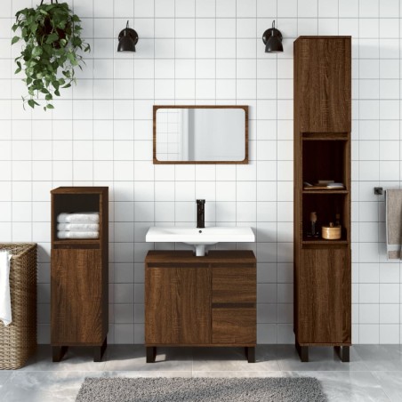 vidaXL Armario de baño madera contrachapada marrón roble 65x33x60 cm