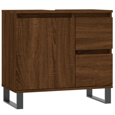 vidaXL Armario de baño madera contrachapada marrón roble 65x33x60 cm