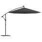 vidaXL Sombrilla voladiza con luces LED y poste acero 300 cm antracita