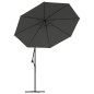 vidaXL Sombrilla voladiza con luces LED y poste acero 300 cm antracita