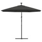 vidaXL Sombrilla voladiza con luces LED y poste acero 300 cm antracita