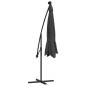 vidaXL Sombrilla voladiza con luces LED y poste acero 300 cm antracita