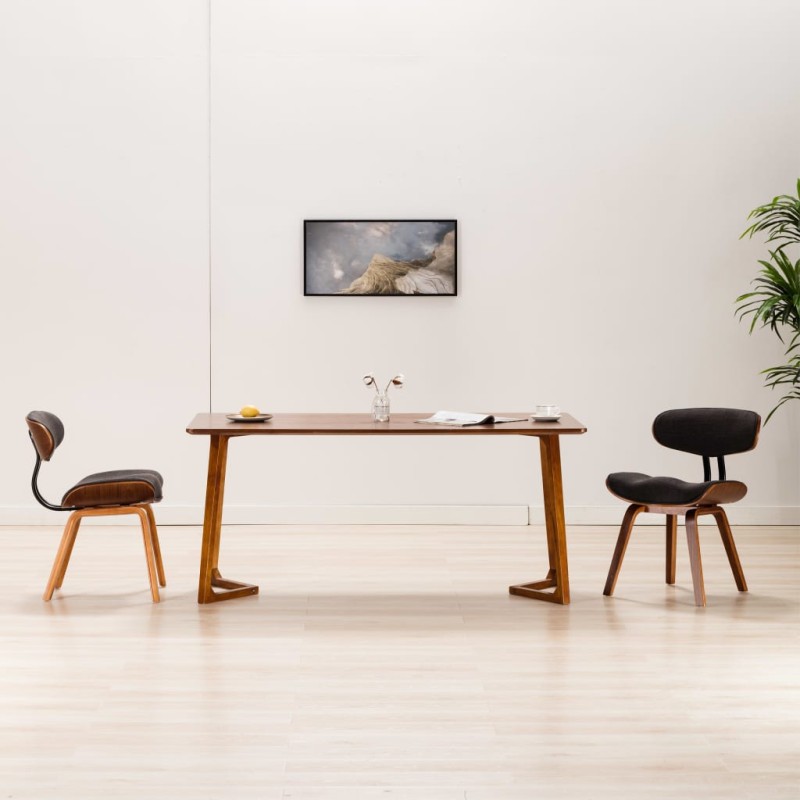 vidaXL Sillas de comedor 2 unidades madera curvada y tela gris vidaXL Sillas de comedor 2 unidades madera curvada y tela gris