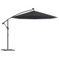 vidaXL Sombrilla voladiza con luces LED y poste acero negra 300 cm vidaXL Sombrilla voladiza con luces LED y poste acero negra 300 cm