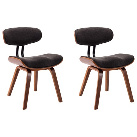 vidaXL Sillas de comedor 2 unidades madera curvada y tela gris