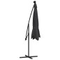 vidaXL Sombrilla voladiza con luces LED y poste acero negra 300 cm vidaXL Sombrilla voladiza con luces LED y poste acero negra 300 cm