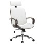 vidaXL Silla oficina con reposacabezas cuero sintético madera blanco