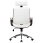 vidaXL Silla oficina con reposacabezas cuero sintético madera blanco