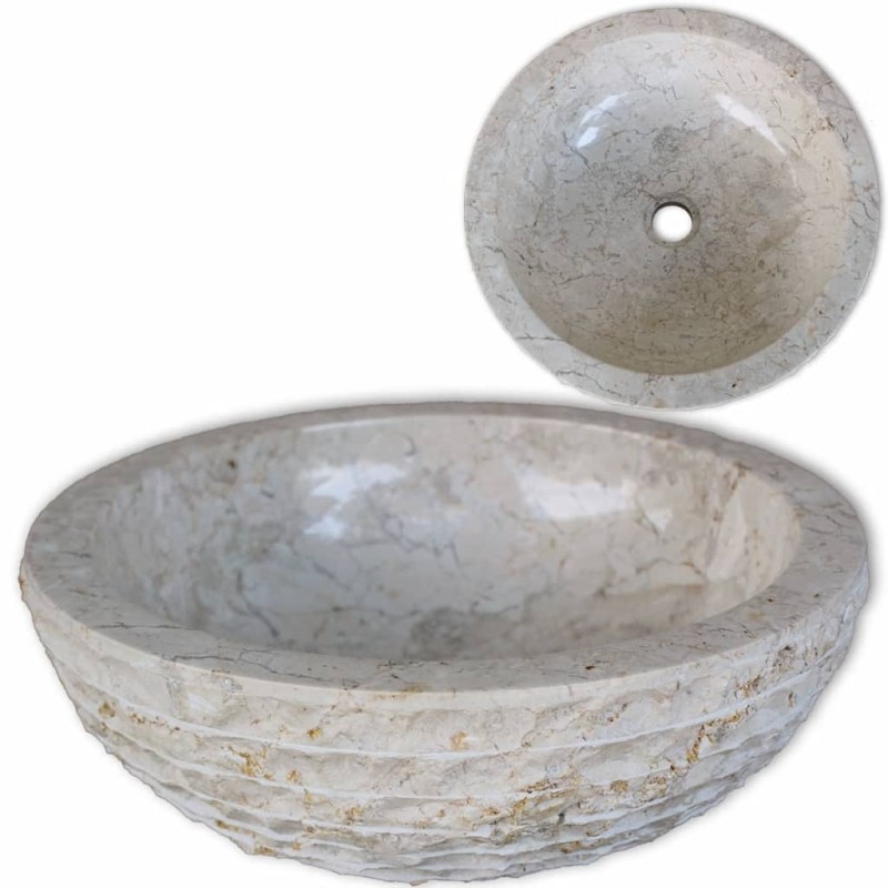 vidaXL Lavabo de mármol 40 cm color crema vidaXL Lavabo de mármol 40 cm color crema