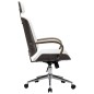 vidaXL Silla oficina con reposacabezas cuero sintético madera blanco