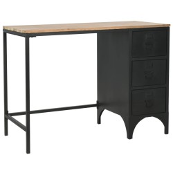 vidaXL Escritorio con pedestal madera abeto y acero 100x50x76 cm
