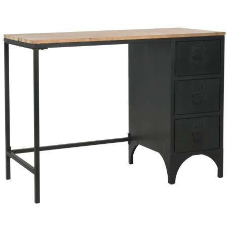 vidaXL Escritorio con pedestal madera abeto y acero 100x50x76 cm