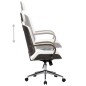 vidaXL Silla oficina con reposacabezas cuero sintético madera blanco