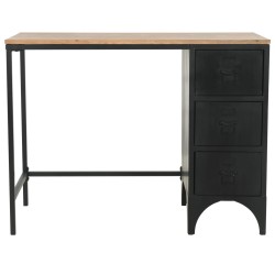 vidaXL Escritorio con pedestal madera abeto y acero 100x50x76 cm