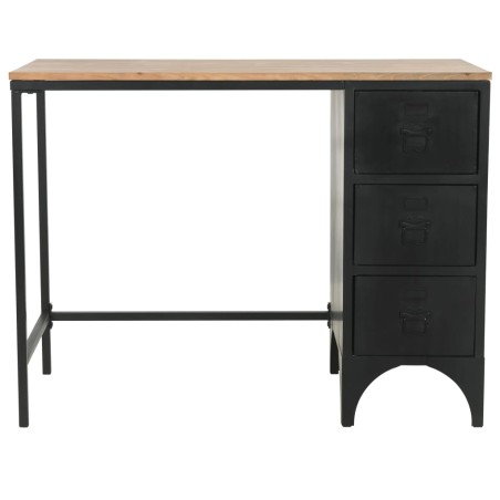 vidaXL Escritorio con pedestal madera abeto y acero 100x50x76 cm