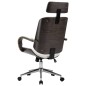 vidaXL Silla oficina con reposacabezas cuero sintético madera blanco