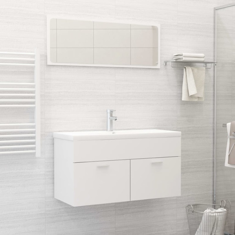 vidaXL Juego de muebles de baño madera de ingeniería blanco vidaXL Juego de muebles de baño madera de ingeniería blanco