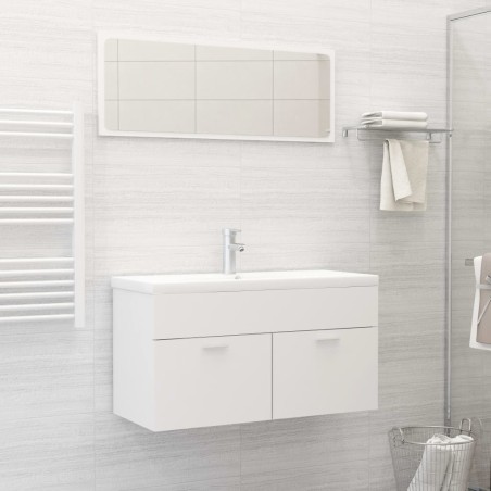 vidaXL Juego de muebles de baño madera de ingeniería blanco