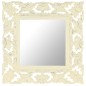 vidaXL Espejo tallado a mano madera maciza de mango blanco 50x50 cm vidaXL Espejo tallado a mano madera maciza de mango blanco 50x50 cm