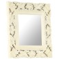 vidaXL Espejo tallado a mano madera maciza de mango blanco 50x50 cm vidaXL Espejo tallado a mano madera maciza de mango blanco 50x50 cm