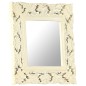 vidaXL Espejo tallado a mano madera maciza de mango blanco 50x50 cm vidaXL Espejo tallado a mano madera maciza de mango blanco 50x50 cm