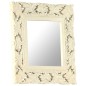 vidaXL Espejo tallado a mano madera maciza de mango blanco 50x50 cm vidaXL Espejo tallado a mano madera maciza de mango blanco 50x50 cm