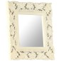 vidaXL Espejo tallado a mano madera maciza de mango blanco 50x50 cm vidaXL Espejo tallado a mano madera maciza de mango blanco 50x50 cm