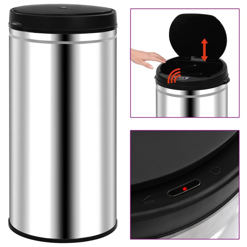 vidaXL Cubo de basura con sensor automático 70 L acero inoxidable vidaXL Cubo de basura con sensor automático 70 L acero inoxidable
