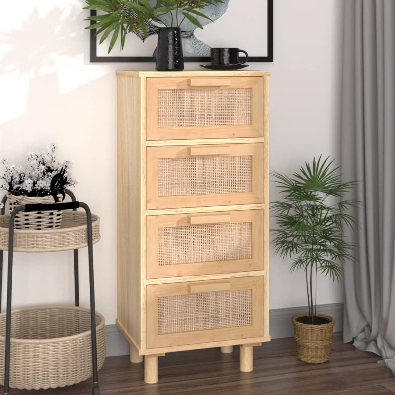 vidaXL Aparador marrón madera pino maciza y ratán natural 40x30x90 cm vidaXL Aparador marrón madera pino maciza y ratán natural 40x30x90 cm