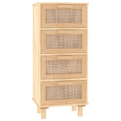 vidaXL Aparador marrón madera pino maciza y ratán natural 40x30x90 cm