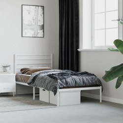 vidaXL Estructura de cama de metal con cabecero blanco 107x203 cm