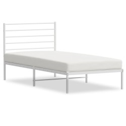 vidaXL Estructura de cama de metal con cabecero blanco 107x203 cm