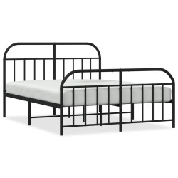 vidaXL Estructura de cama cabecero y pie de cama metal negro 135x190cm