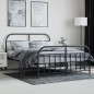 vidaXL Estructura de cama cabecero y pie de cama metal negro 135x190cm vidaXL Estructura de cama cabecero y pie de cama metal negro 135x190cm