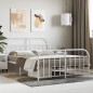 vidaXL Estructura cama metal con cabecero y estribo blanco 135x190 cm vidaXL Estructura cama metal con cabecero y estribo blanco 135x190 cm