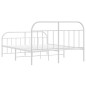 vidaXL Estructura cama metal con cabecero y estribo blanco 135x190 cm vidaXL Estructura cama metal con cabecero y estribo blanco 135x190 cm