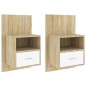 vidaXL Mesitas de noche de pared 2 unidades blanco y roble Sonoma vidaXL Mesitas de noche de pared 2 unidades blanco y roble Sonoma