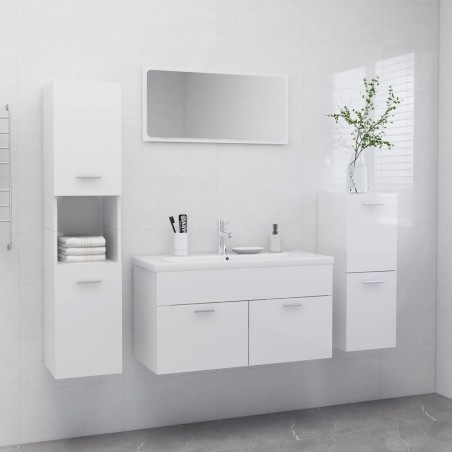 vidaXL Juego de muebles de baño madera de ingeniería blanco brillo