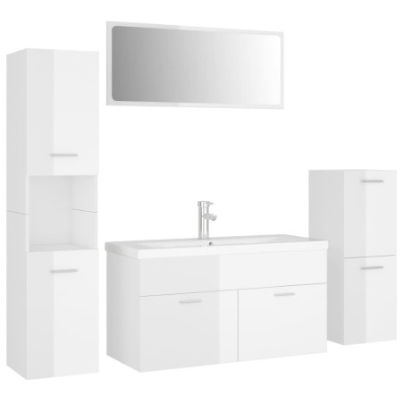 vidaXL Juego de muebles de baño madera de ingeniería blanco brillo