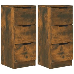 vidaXL Aparadores 2 uds madera contrachapada roble ahumado 30x30x70 cm