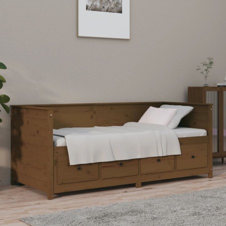 vidaXL Sofá cama de madera maciza de pino marrón miel 75x190 cm