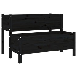 vidaXL Jardinera de madera de pino maciza negra 110x84x75 cm