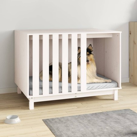 vidaXL Cama para perros madera maciza de pino blanco 100x70x72 cm