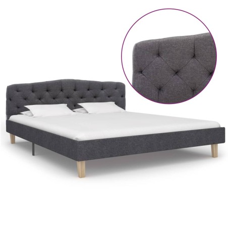 vidaXL Estructura de cama de tela gris oscura 140x200 cm