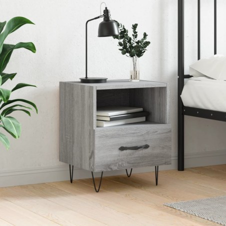 vidaXL Mesita de noche madera de ingeniería gris Sonoma 40x35x47,5 cm