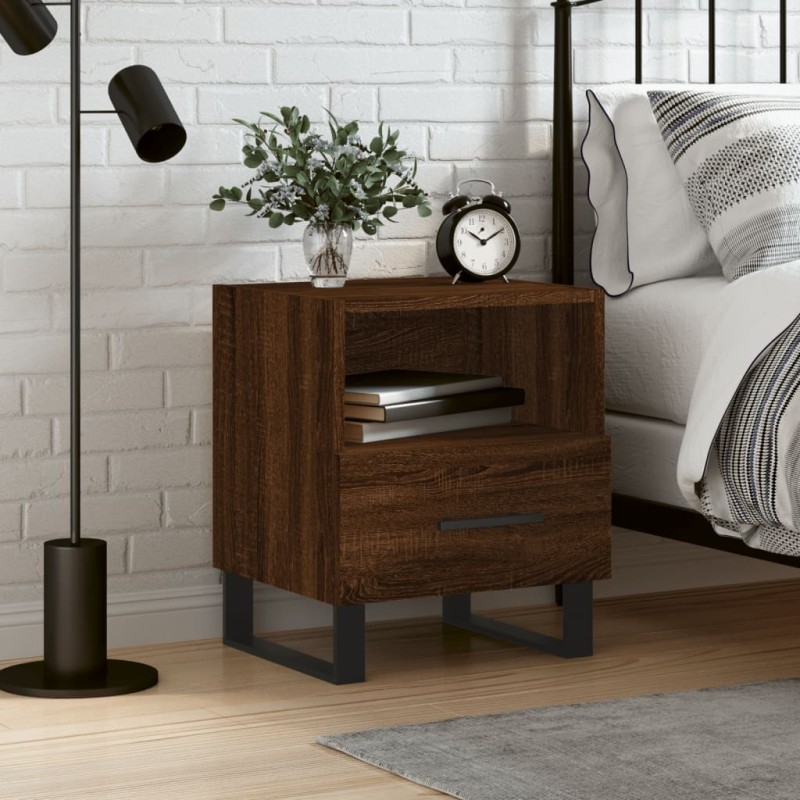 vidaXL Mesita de noche madera de ingeniería roble marrón 40x35x47,5 cm vidaXL Mesita de noche madera de ingeniería roble marrón 40x35x47,5 cm