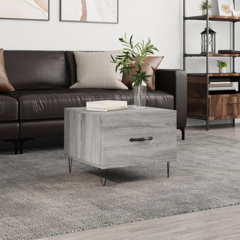 vidaXL Mesa de centro madera contrachapada gris Sonoma 50x50x40 cm